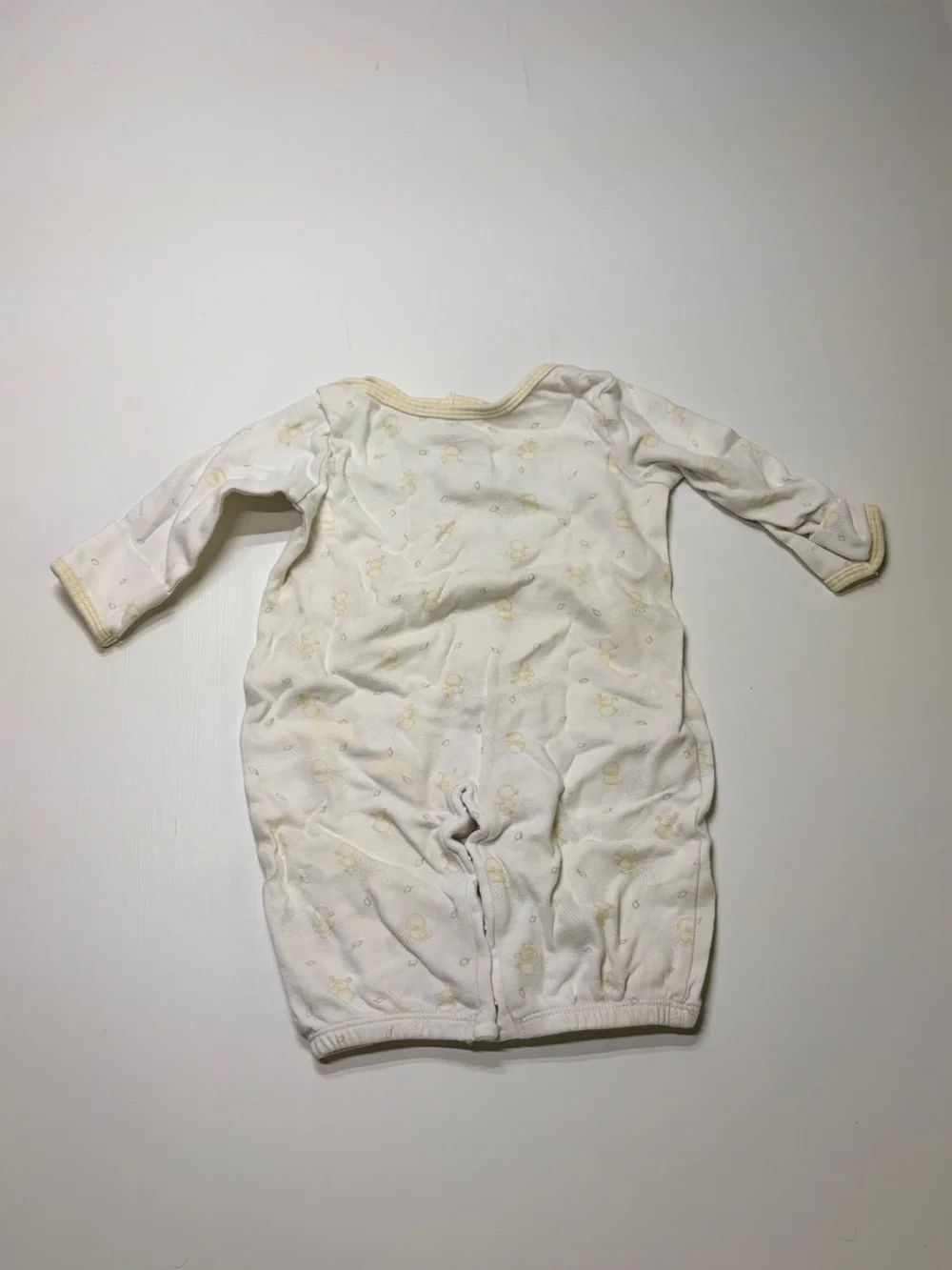First Impressions Baby Romper 0-9 Months White Yellow Bear Print Cotton